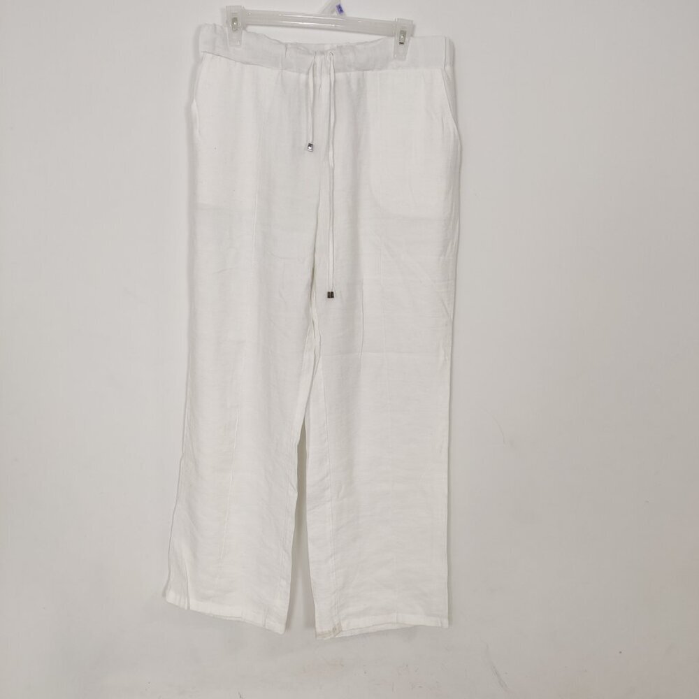 LC Waikiki Classic Women's Pants Size 42 White Viscose Summer Resortwear Casual
